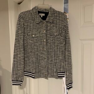 Women's Navy and White Tweed Jacket